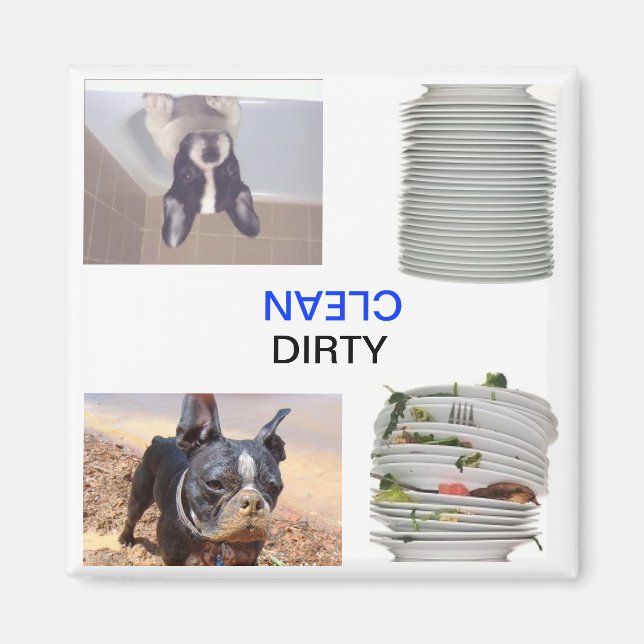Magnet de lave-vaisselle Boston Terrier sale/propr (Devant)
