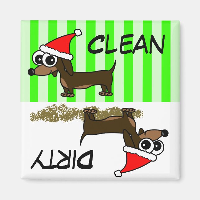 Magnet de lave-vaisselle de Noël Dachshund Clean (Devant)