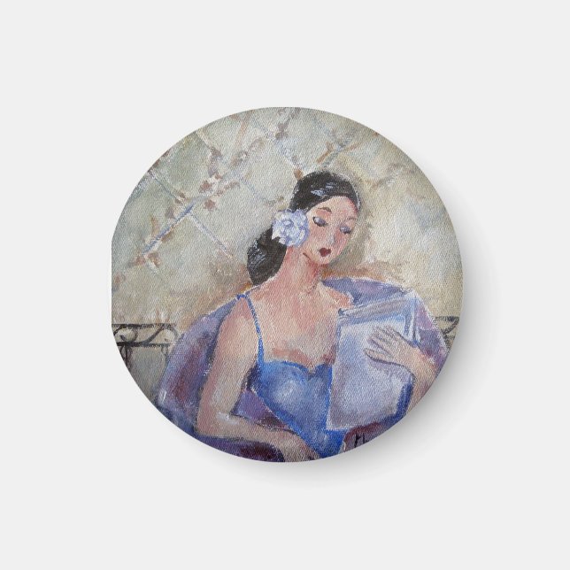 Magnet de lecture de la dame des années 1920 par M (Devant)