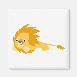 Magnet de Lion à caricature braisée mignonne
