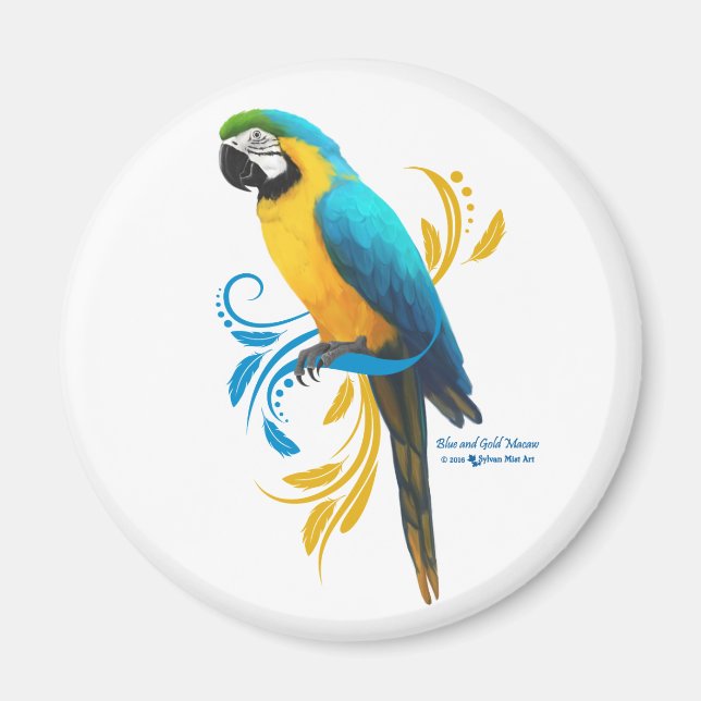 Magnet de macaw bleu et or (Devant)