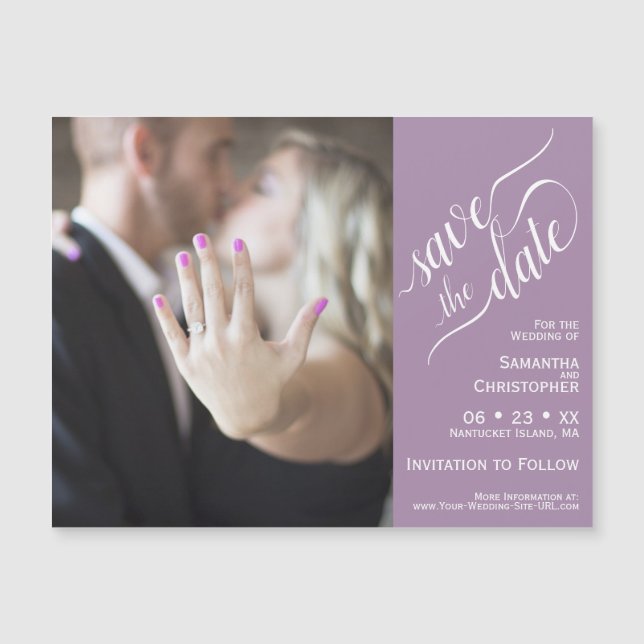 Magnet de mariage photo 2 volets lavande pour anno (Devant)