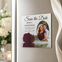 Magnet de mariage Rose Bourgogne Enregistrer la da