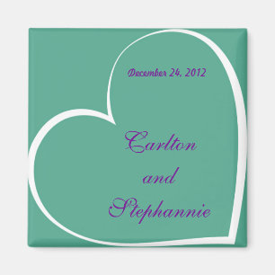 Magnet de Mariage Turquoise/violet Inséparables