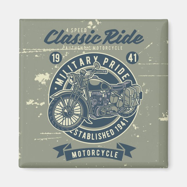 Magnet de motocyclette militaire vintage (Devant)