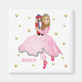 Magnet de Noël Carré Nutcracker Lt Brun Cheveux