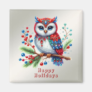 Magnet de Noël coloré de la Chouette