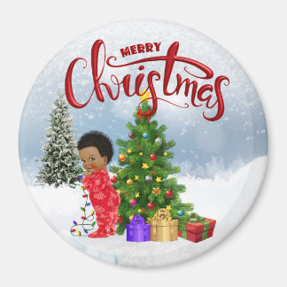 Magnet de Noël pour bébé afro-américain
