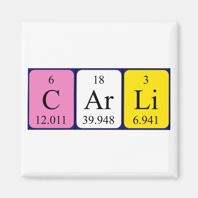 Magnet de nom de table périodique Carli (Devant)