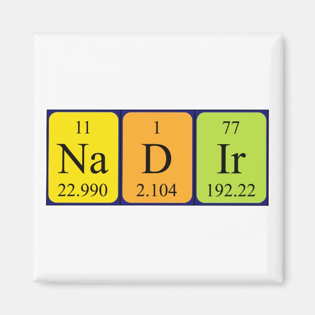 Magnet de nom de table périodique Nadir (Devant)