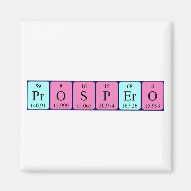 Magnet de nom de table périodique Prospero (Devant)