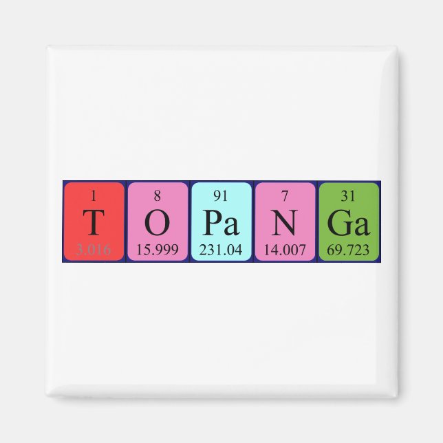 Magnet de noms de table périodique Topanga (Devant)