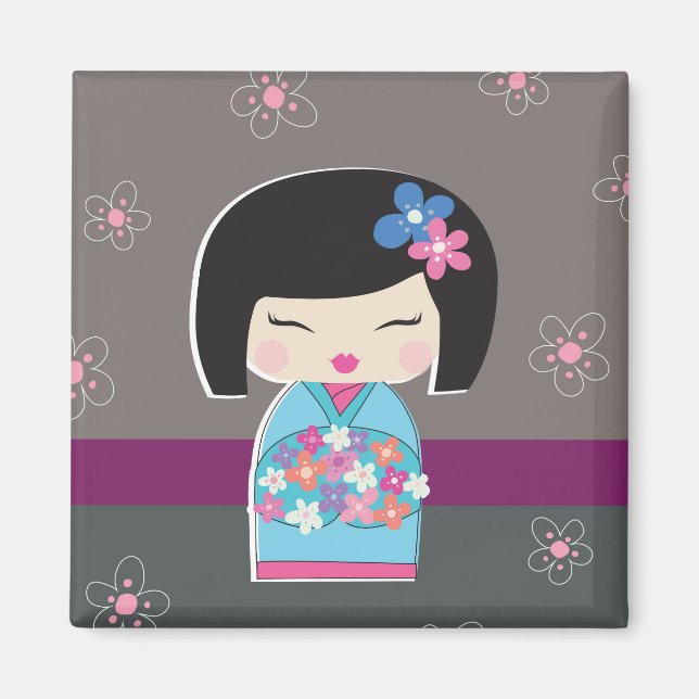Magnet de poupée japonais Kokeshi (Devant)