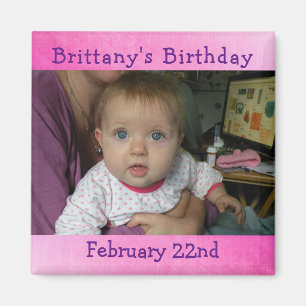 Magnet de rappel d'anniversaire rose personnalisé