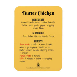 Magnet de recettes de poulet au beurre pour pot in