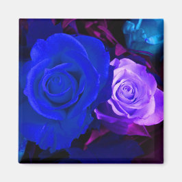 Magnet de Roses bleus pourpres - Personnalisable