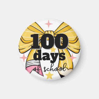 Magnet de ruban au crayon jaune de 100 jours d'éco