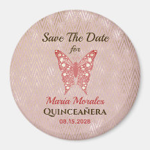 Magnet de sauvegarde de date de Quinceanera rose p