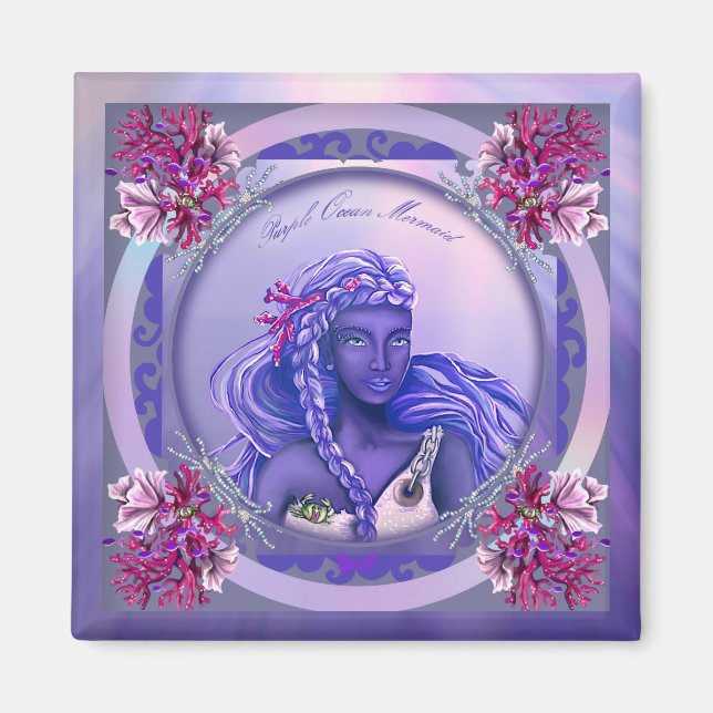 Magnet de sirène de mer violet (Devant)