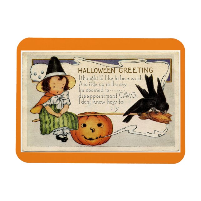 Magnet de sorcière d'Halloween vintage (Horizontal)