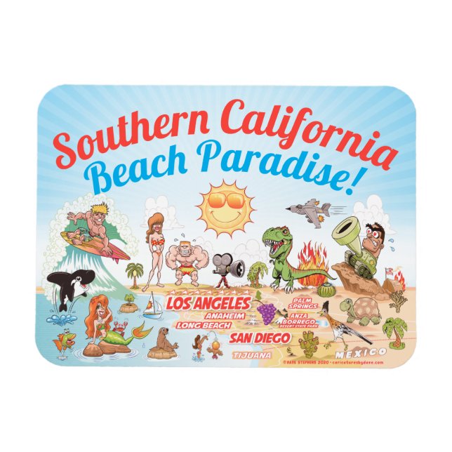 Magnet de souvenirs de Californie du Sud (Horizontal)