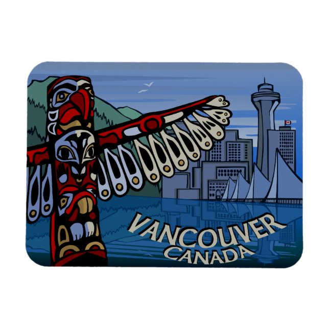 Magnet de souvenirs de Vancouver Totem Pole Landma (Horizontal)