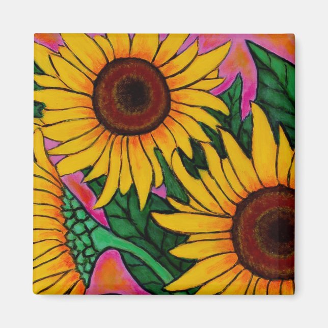 Magnet de tournesol floral (Devant)
