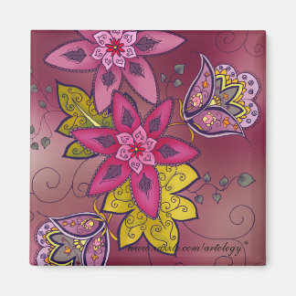 Magnet de tulipes marron (carré)