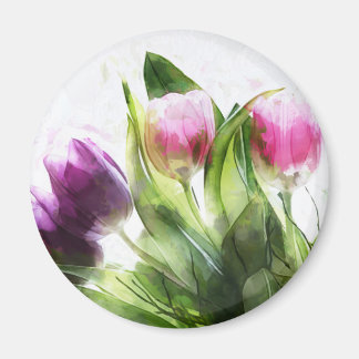 Magnet de tulipes violettes et roses