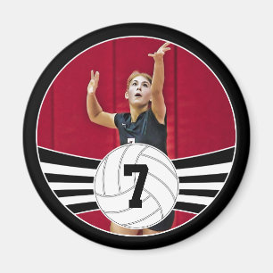 Magnet de volley-ball personnalisé noir et blanc