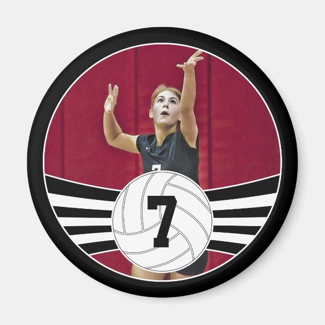 Magnet de volley-ball personnalisé noir et blanc (Devant)