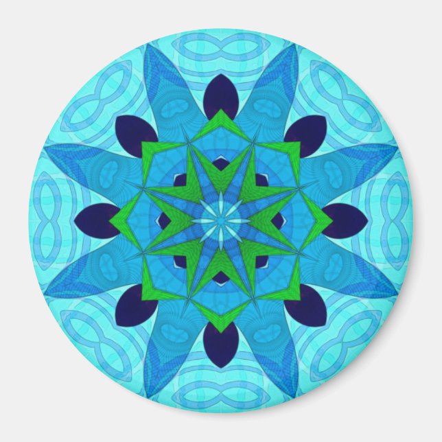 Magnet der Blume Blue Geometric (Vorne)