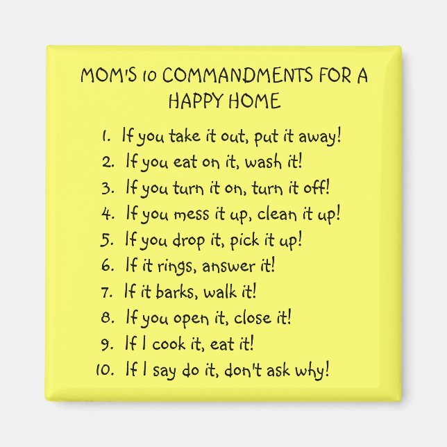 MAGNET DES 10 COMMANDEMENTS DE MOM (Devant)