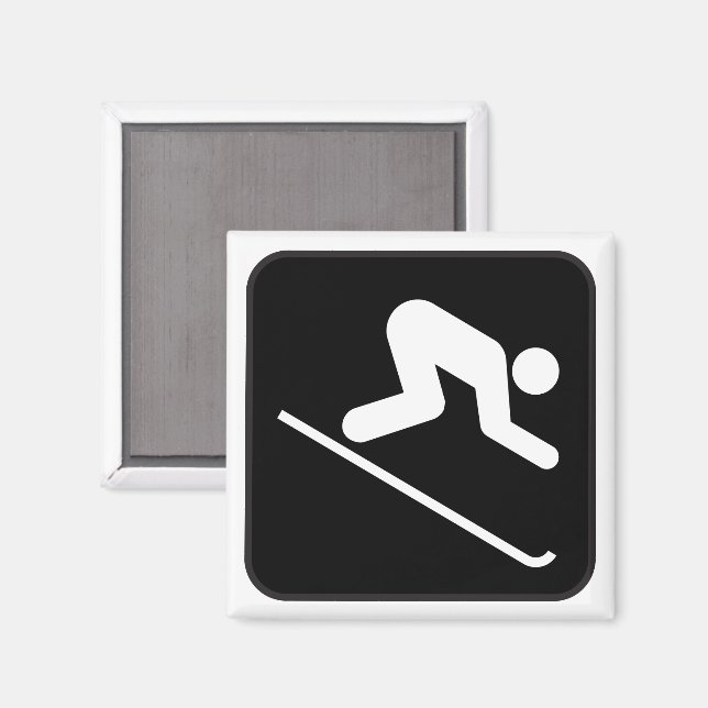 Magnet des abfahrenden Skifahrers (Vorderseite/Rückseite)