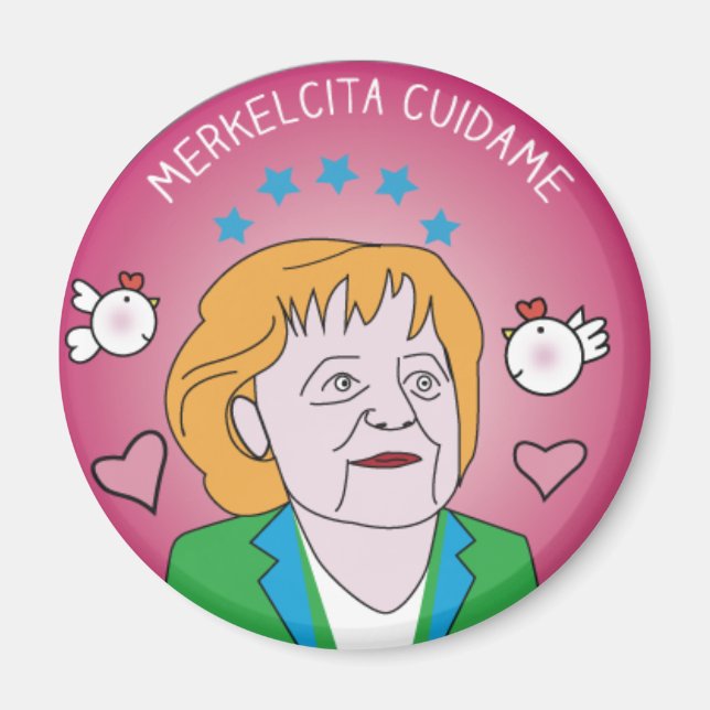 Magnet des Kühlschranks Merkelcita Plis auf~passen (Vorne)