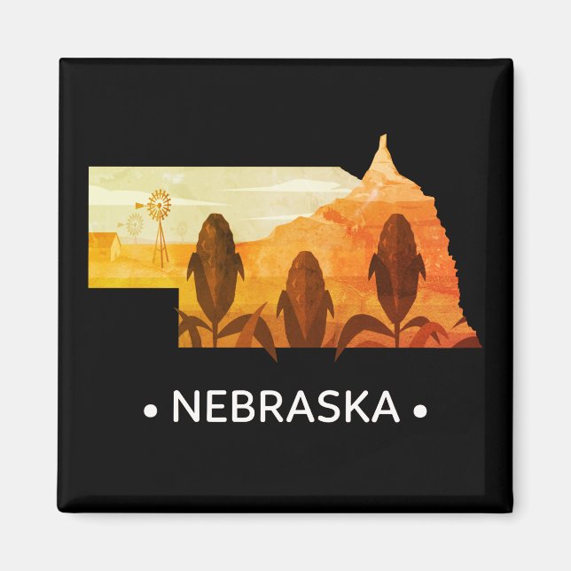 Magnet d'état du Nebraska vintage (Devant)