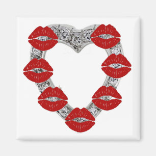 Magnet Diamond Heart Wirh Kisses