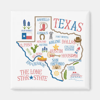 Magnet d'illustrations de l'état du Texas