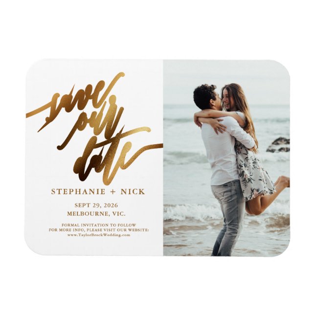 Magnet d'invitation de script Gold Elegant (Horizontal)