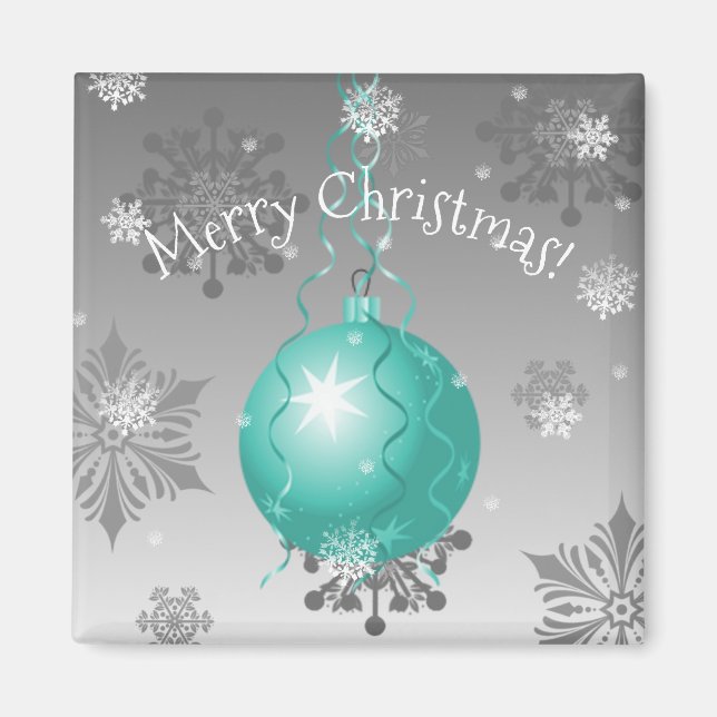 Magnet d'ornement de Noël fantaisie turquoise (Devant)