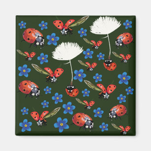 Magnet du Carré de printemps de Ladybugs