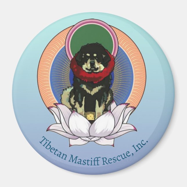 Magnet du logo de la fleur du Mastiff Tibétain (Devant)
