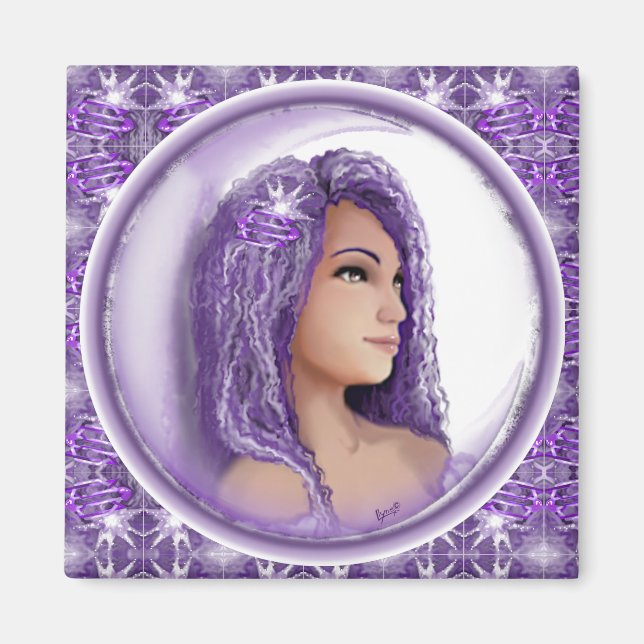 Magnet enfant de lune violette (Devant)