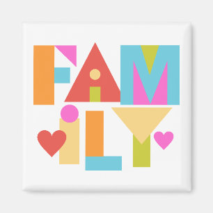 Magnet FAMILIAL - Lettres de bloc de couleur - Cou