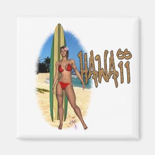 Magnet féminin de surfeurs d'Hawaï