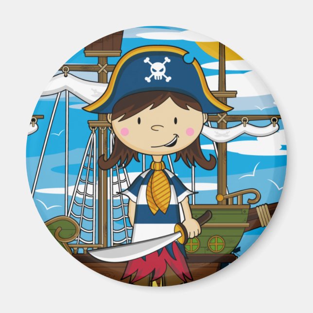 Magnet fille Pirate mignon (Devant)