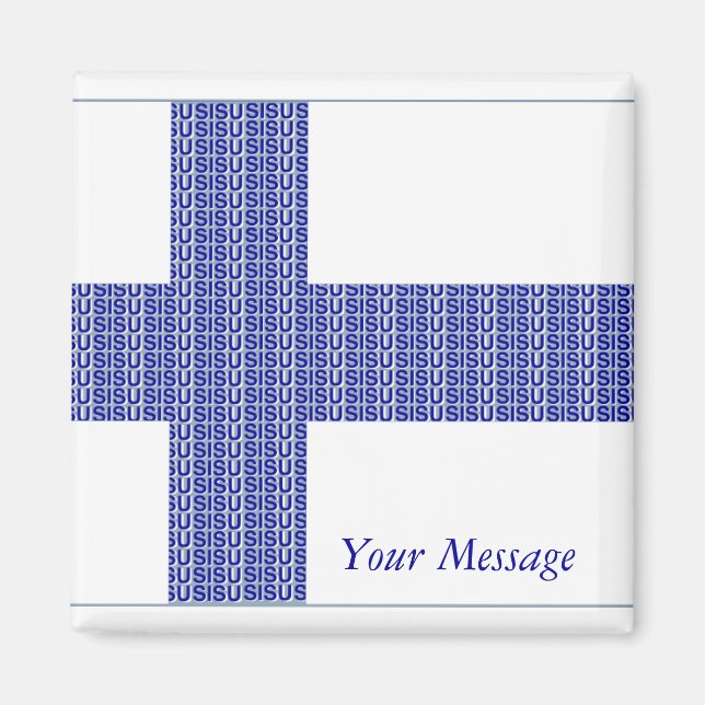 Magnet Finland Flag Nordic Blue on White Sisu (Devant)