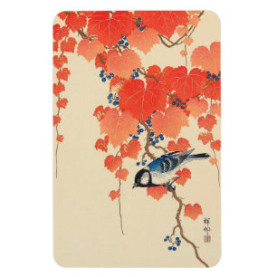 Magnet Flexible 赤 い 蔦 鳥, 古 邨 Oiseau sur Red Ivy, Koson, Ukiyo-e