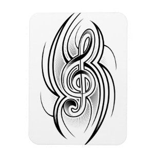 MAGNET FLEXIBLE 028 NOIR BLANC TREBLE CLEF TATTOO VECTOR CONCEPTIO