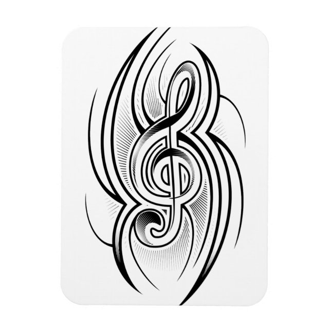 MAGNET FLEXIBLE 028 NOIR BLANC TREBLE CLEF TATTOO VECTOR CONCEPTIO (Vertical)